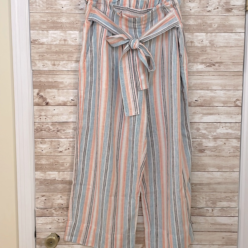 Zach and Rachel wide legged paper bag, waste linen pants, size M